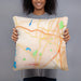 Person holding 18x18 Custom Meriden Connecticut Map Throw Pillow in Watercolor