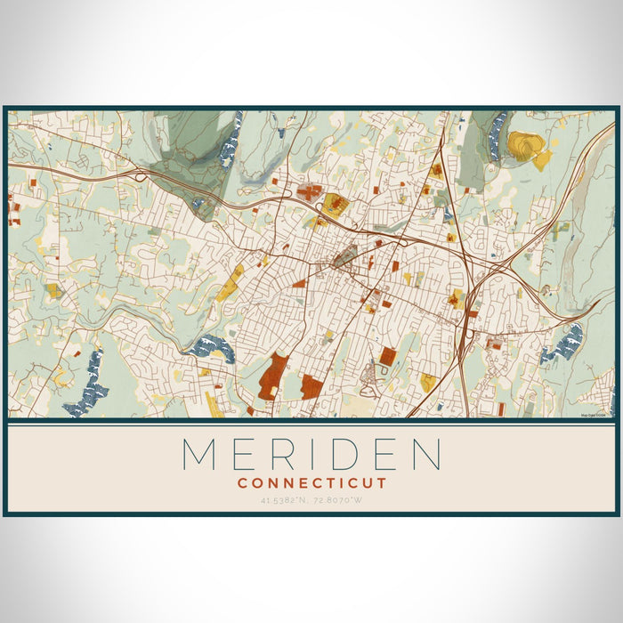 Ct Map Meridan Meriden - Connecticut Map Print in Woodblock — JACE Maps