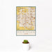 12x18 Meridian Idaho Map Print Portrait Orientation in Woodblock Style With Small Cactus Plant in White Planter