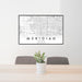24x36 Meridian Idaho Map Print Lanscape Orientation in Classic Style Behind 2 Chairs Table and Potted Plant