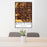 24x36 Meridian Idaho Map Print Portrait Orientation in Ember Style Behind 2 Chairs Table and Potted Plant