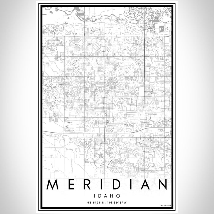 Meridian Idaho Map Print Portrait Orientation in Classic Style With Shaded Background