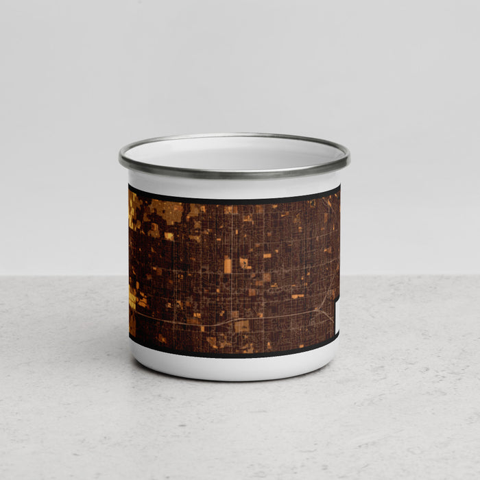 Front View Custom Meridian Idaho Map Enamel Mug in Ember