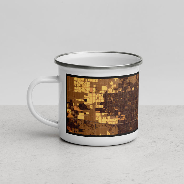 Left View Custom Meridian Idaho Map Enamel Mug in Ember