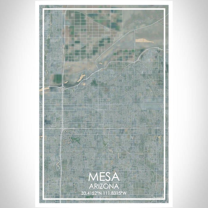 Mesa Arizona Map Print Portrait Orientation in Afternoon Style With Shaded Background