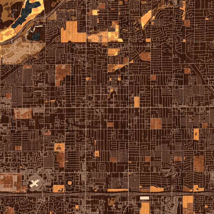 Mesa Arizona Map Print in Ember Style Zoomed In Close Up Showing Details