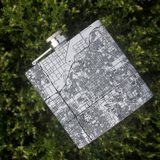 Mesa Arizona Custom Engraved City Map Inscription Coordinates on 6oz Stainless Steel Flask in White