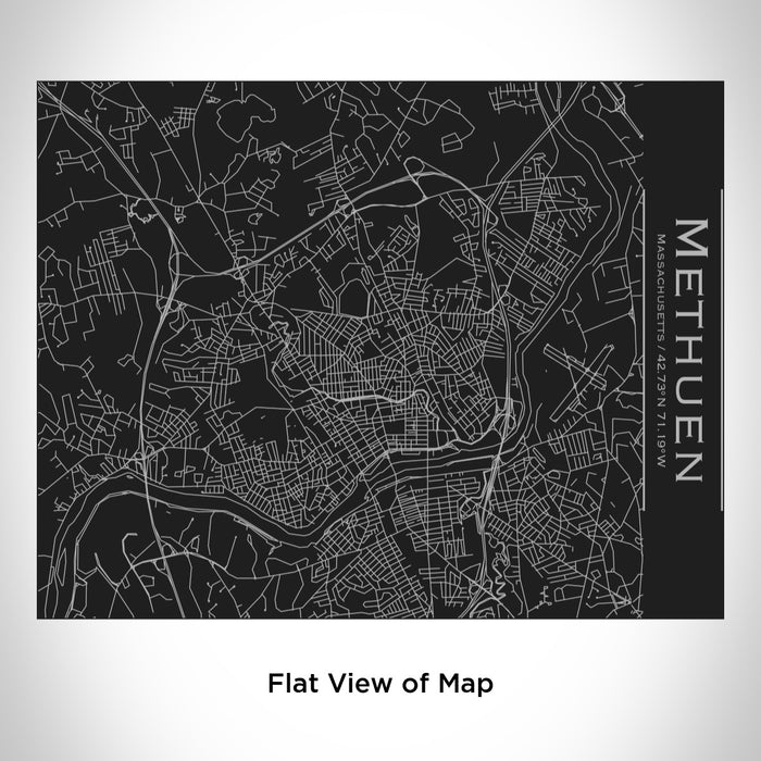 Rendered View of Methuen Massachusetts Map Engraving on 20oz Stainless Steel Insulated Bottle with Bamboo Top in Black