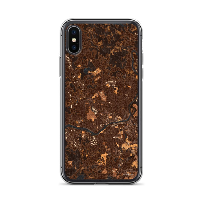 Custom iPhone X/XS Methuen Massachusetts Map Phone Case in Ember