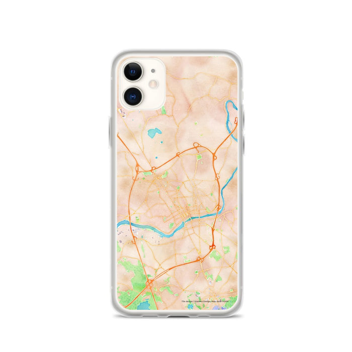 Custom iPhone 11 Methuen Massachusetts Map Phone Case in Watercolor