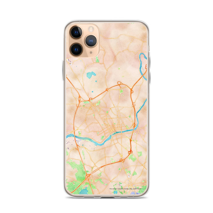 Custom iPhone 11 Pro Max Methuen Massachusetts Map Phone Case in Watercolor