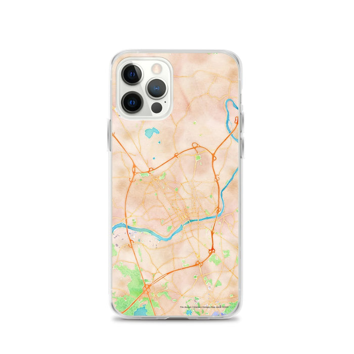 Custom iPhone 12 Pro Methuen Massachusetts Map Phone Case in Watercolor