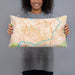 Person holding 20x12 Custom Methuen Massachusetts Map Throw Pillow in Watercolor