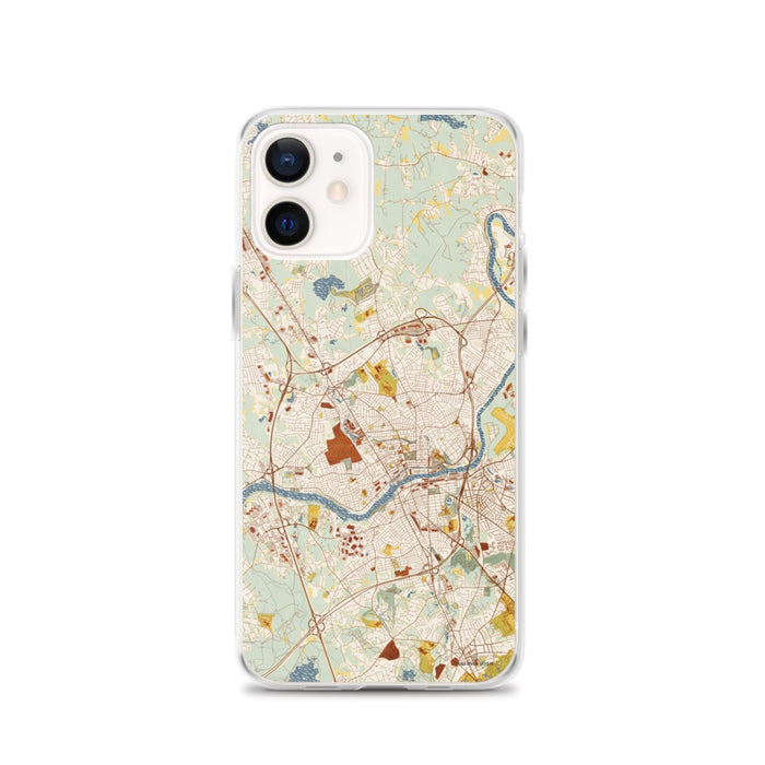 Custom iPhone 12 Methuen Massachusetts Map Phone Case in Woodblock