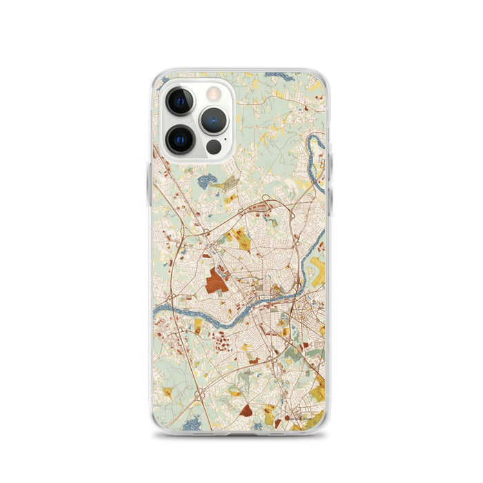 Custom iPhone 12 Pro Methuen Massachusetts Map Phone Case in Woodblock