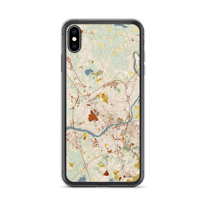 Custom iPhone XS Max Methuen Massachusetts Map Phone Case in Woodblock