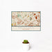 12x18 Metuchen New Jersey Map Print Landscape Orientation in Woodblock Style With Small Cactus Plant in White Planter