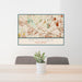 24x36 Metuchen New Jersey Map Print Lanscape Orientation in Woodblock Style Behind 2 Chairs Table and Potted Plant