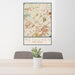 24x36 Metuchen New Jersey Map Print Portrait Orientation in Woodblock Style Behind 2 Chairs Table and Potted Plant