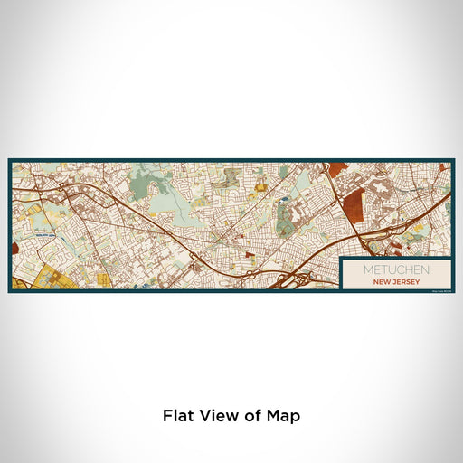Flat View of Map Custom Metuchen New Jersey Map Enamel Mug in Woodblock