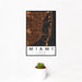 12x18 Miami Florida Map Print Portrait Orientation in Ember Style With Small Cactus Plant in White Planter