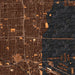 Miami Florida Map Print in Ember Style Zoomed In Close Up Showing Details