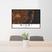 24x36 Miami Florida Map Print Landscape Orientation in Ember Style Behind 2 Chairs Table and Potted Plant