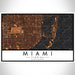 Miami Florida Map Print Landscape Orientation in Ember Style With Shaded Background