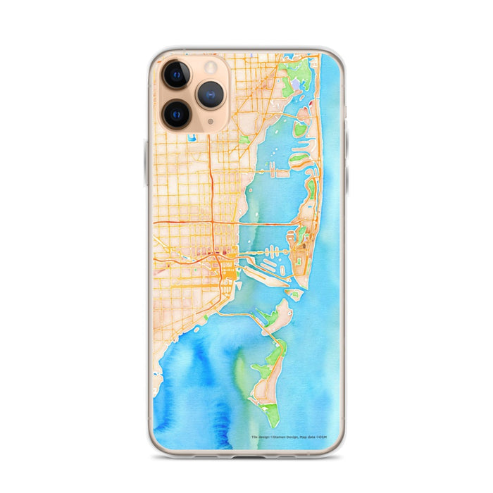 Custom Miami Florida Map Phone Case in Watercolor
