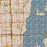 Miami Florida Map Print in Woodblock Style Zoomed In Close Up Showing Details