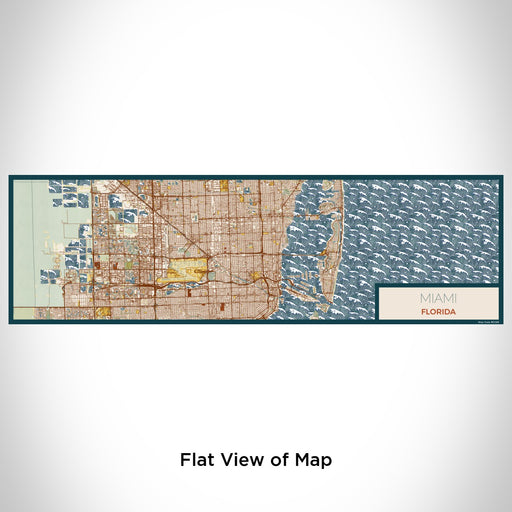 Flat View of Map Custom Miami Florida Map Enamel Mug in Woodblock