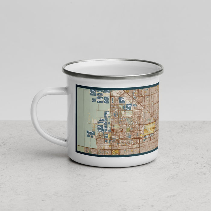 Left View Custom Miami Florida Map Enamel Mug in Woodblock