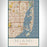 Miami Florida Map Print Portrait Orientation in Woodblock Style With Shaded Background