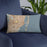 Custom Miami Florida Map Throw Pillow in Woodblock on Blue Colored Chair