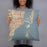 Person holding 18x18 Custom Miami Florida Map Throw Pillow in Woodblock