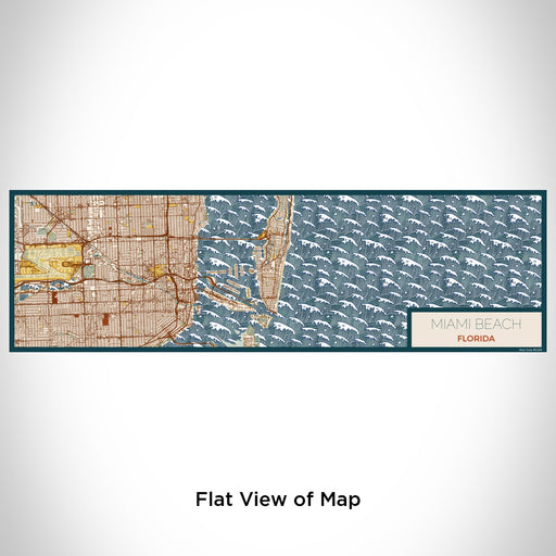 Flat View of Map Custom Miami Beach Florida Map Enamel Mug in Woodblock