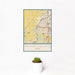 12x18 Miamisburg Ohio Map Print Portrait Orientation in Woodblock Style With Small Cactus Plant in White Planter