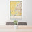 24x36 Miamisburg Ohio Map Print Portrait Orientation in Woodblock Style Behind 2 Chairs Table and Potted Plant