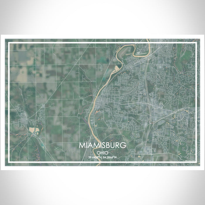 Miamisburg Ohio Map Print Landscape Orientation in Afternoon Style With Shaded Background