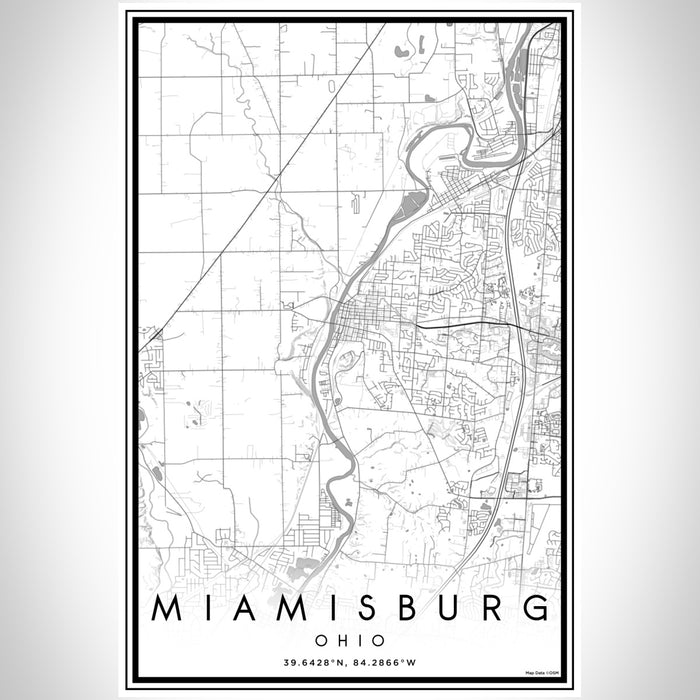 Miamisburg Ohio Map Print Portrait Orientation in Classic Style With Shaded Background