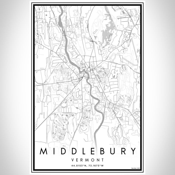 Middlebury Vermont Map Print Portrait Orientation in Classic Style With Shaded Background