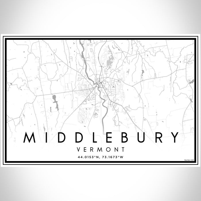 Middlebury Vermont Map Print Landscape Orientation in Classic Style With Shaded Background