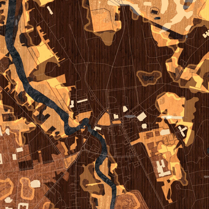 Middlebury Vermont Map Print in Ember Style Zoomed In Close Up Showing Details