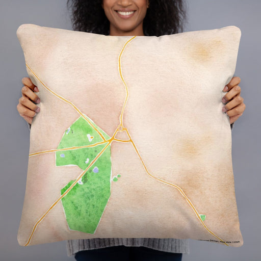 Person holding 22x22 Custom Middlebury Vermont Map Throw Pillow in Watercolor