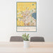 24x36 Middleton Wisconsin Map Print Portrait Orientation in Woodblock Style Behind 2 Chairs Table and Potted Plant