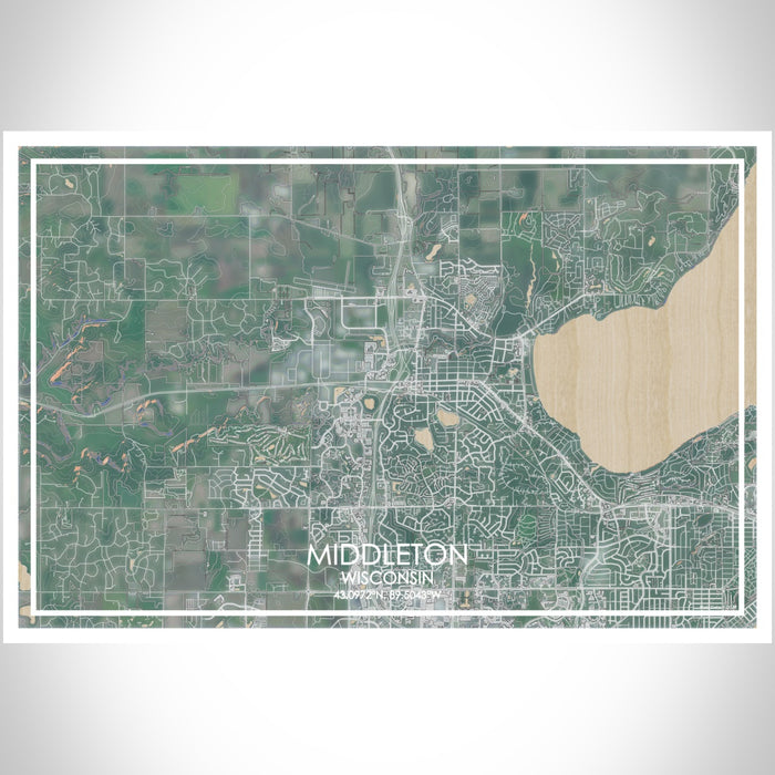 Middleton Wisconsin Map Print Landscape Orientation in Afternoon Style With Shaded Background