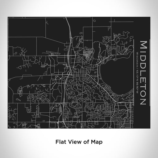 Rendered View of Middleton Wisconsin Map Engraving on 20oz Stainless Steel Insulated Bottle with Bamboo Top in Black