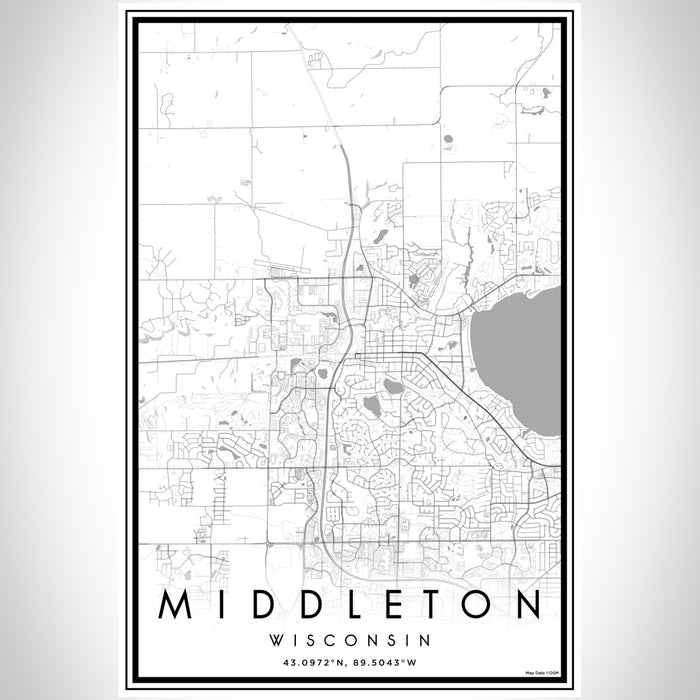 Middleton Wisconsin Map Print Portrait Orientation in Classic Style With Shaded Background