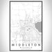 Middleton Wisconsin Map Print Portrait Orientation in Classic Style With Shaded Background