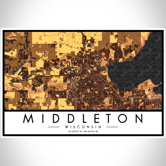 Middleton Wisconsin Map Print Landscape Orientation in Ember Style With Shaded Background